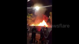 US: Dumpster Set On Fire In Downtown LA During Celebration Of Dodgers’ World Series Win