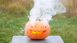 Smoking pumpkin explodes in frightful Halloween experiment
