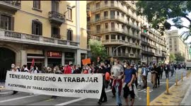 Hospitality workers in Barcelona take to street in protest against COVID-19 restrictions