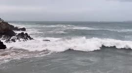 Storm EPILSON hits Cornwall UK bringing large waves and surfers paradise
