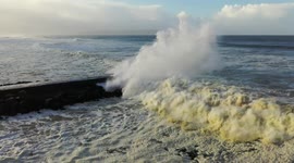 Storm Surge And Waves Strike The Bar Mouth - Drone Footage