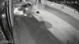 Out-of-control pickup truck crashes into shop in Thailand
