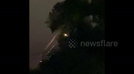 US: Hurricane Zeta Causes Utility Pole Transformer Box To Explore In Laplace, LA