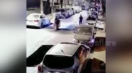 Sinkhole opens up on Chinese road seconds after scooter drives past
