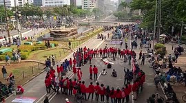 Indonesian unions hold rally against controversial jobs law