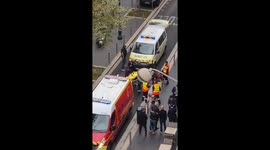 Injured man wheeled out on stretcher after knife attack in Nice