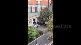 France knife attack: Moment police fire multiple shots inside church