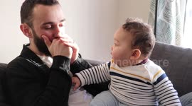 Baby's hilarious attempt at copying his father's beatboxing