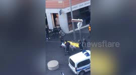 Injured man wheeled away on stretcher after knife attack in Nice