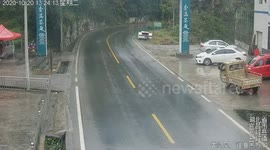 Helmet protects scooter rider from serious injuries after he is hit by truck in China