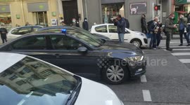 Police car speeds to scene of Nice attack