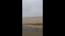 Rice fields turned into an immense sea of water after the Molave storm in Vietnam