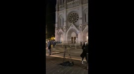 Notre-Dame basilica in Nice, France is sealed and surrounded by news reporters after the attack