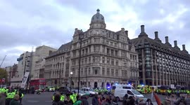 A group of BLM protesters are singing in Parliament Square with Black History Month underway - London