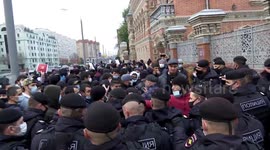 Anti-France protest near French Embassy in Moscow, Russia