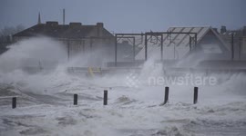Storm Aiden blasts Scottish beach with high winds and waves