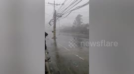 Super Typhoon Goni blows down electricity power lines in the Philippines