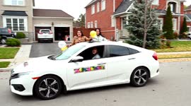 Covid Drive by Birthday celebrations in Brampton for twins org by friends