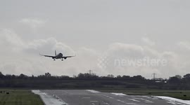 Pilots struggle to land in Hurricane Zeta crosswinds at UK's Birmingham Airport