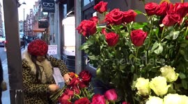 Gorgeous roses from Ecuador sold by OnlyRoses outside Harrods in London