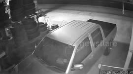 Out-of-control pickup truck crashes into tire shop