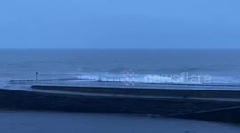 Storm Aiden batters the sea walls of Aberystwyth