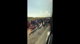 This long line of supporters waiting to get into a Trump rally in North Carolina just never ends