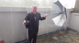 Man are most glad to see it rain and dance in the rain in Thailand.