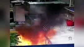 Teenager caught on camera setting building roof alight in southern China