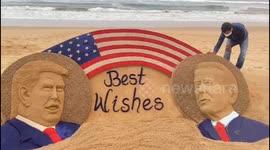 Indian artist bridges US political divide with Election Day sand sculpture
