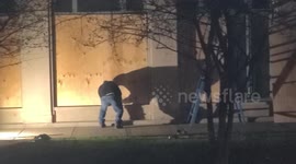 Washington, D.C. building boarded up ahead of US Election Day