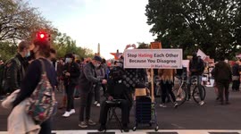 Election Day crowds gather at Black Lives Matter Plaza in Washington DC