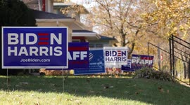 Political yard signs around La Crosse, Wisconsin during the presidential election