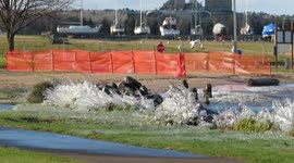 Awesome trail of ice along the shores of Lake Superior