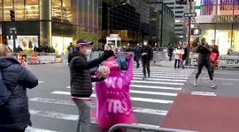 Female Trump supporter clashes with Biden protesters in New York
