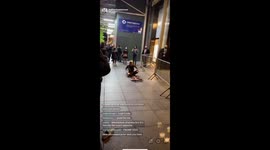 Black Lives Matter protester stomps on American flag in front of Trump Tower on election night