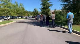 Voter line up outside polling station in Tuscaloosa, Alabama