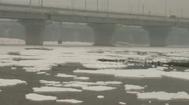 Thick layers of toxic foam cover entire Yamuna river in Delhi