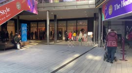 People queuing outside Marks and Spencer’s outlet in Wembley before the lockdown tomorrow.