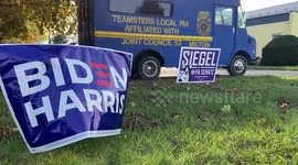 Voters queue at polling station in Milton, Pennsylvania