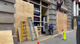 Stores prepare for civil unrest in New York City boarding up their windows