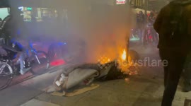 Fires set by protesters at Antifascist March in NYC