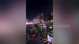 Crowds face off with riot police during US election protest in New York