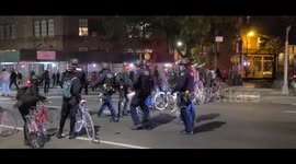 Violent Riots erupted out of Anti Trump and BLM Protests in New York City, Manhattan. Police pushes protesters away