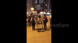 US: ‘Count The Vote’ Protesters Bring Makeshift Guillotine During Rally Near Trump Tower In Chicago