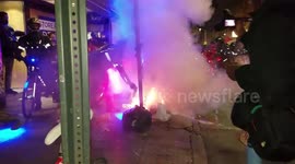 Manhattan protesters light fire and demand every vote be counted