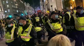 Violence flares as police disperse anti-lockdown crowd in central London