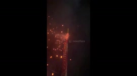 AMAZING CLOSE SLOW MOTION CAUGHT OF A TWO ROCKET FIREWORK LAUNCH