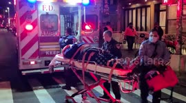 Car Crash with Rollover in Manhattan, New York, Injured Person on Stretcher