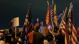 Trump supporters rally at Clark County election HQ in Las Vegas, Nevada
